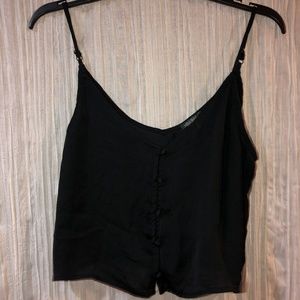 Silky Black Top w/ Buttons.